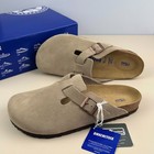 Birkenstock Boston Taupe Suede Leather Soft Footbed Clog Men s Shoes