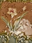 Beautifiul Victorian Antique English Majolica 6  Floral Design Tile