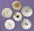 6 Unique Vintage Lustrous White Mother Of Pearl Buttons W deeply Carved Designs