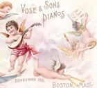 Antique Vose   Sons Piano Ad Cherub Angel Fairy Sheet Music Victorian Trade Card