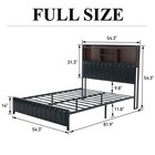 Full Size Bed Frame With 3-tier Storage Headboard And Led Lights