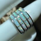Hopi Michael Kabotie Signed Inlay Ring Size 8 25 Lab Precious Opal Sterling 4 3g