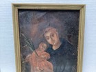 Antique 19th C  Catholic Mexican Painting  Retablo - San Antonio  childrens Home