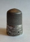Simons Bros  Victorian Landscape Gray Sterling Silver Thimble 1850-1899