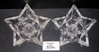 2 Clear Glass Star Shaped Candle Stick Holders Vintage