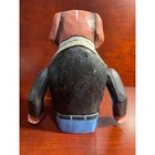 Vtg Folk Art Hand Painted Hound Dog Wood Shelf Sitter Leather Jacket Jeans Boots