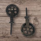  2  Vintage Old Screw Pulley 2  Diameter Spoke Wheel Cast Iron  Antique Black