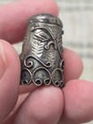 Vintage Sterling Silver Sewing Thimble Engraved Scroll Design And Is A Larger S