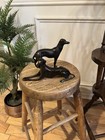 Vintage Metal Bronze Greyhound Whippet Dog Sculptures Figures Statues Set Of 2
