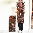 Pair Of Elephant Wall Mounted Wood Carving Wall Art Teak Plaque Handcrafted Home