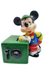 Vintage Disney Banker Mickey Mouse Plastic Coin Money Piggy Bank Safe