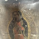Authentic Antique Tin Mother Mary Retablo Christian Folk Art 7    X 10    Beautiful
