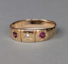 14k Gold Plated Lab Created  Ruby Diamond Victorian Gypsy Ring For Women s