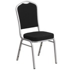 Crown Back Stacking Banquet Chair With Black Fabric And Silver Vein Frame