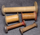 Vtg Wooden Metal Spools 4-12  Primitive Industrial Textile Mills Sewing Lot Of 5