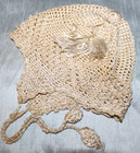 Antique Lot Of 2 Crocheted Baby Bonnet Hats