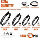 16pcs 4 Sizes Hose Clamp 9 16-4 Inch 14-102mm  Hose Clamps Stainless Steel Adjus