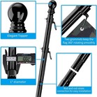2pcs 6ft Flag Pole Kit Heavy Duty Bracket Metal Pole With 2 Rotating Ring Black