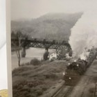 Vintage Steam Locomotive River Trestle Town Photo 4x5 B w Gelatin Original