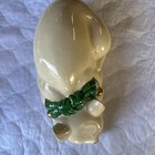 Vtg 1960s Mcm Japanese Handpainted Ceramic Sleeping Cat With Green Collar Bell