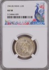 1941 b  1 2 Rupee Kg Vi British India - Ngc Graded Au 58
