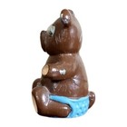 Vtg Hand Painted Pewter Thimble Brown Teddy Bear Googly Eyes Surprised