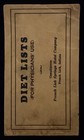Antique C1905-1925 French Lick Springs Hotel Pluto Water Physicians Diet Booklet