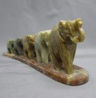 5 Elephant Line Carving Agate Quartz Marble Green Brown In A Row Trunks Up
