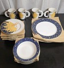  16  Piece 1993 Vitromaster Galaxy Sakura Celestial Dish Set Plates bowls mugs