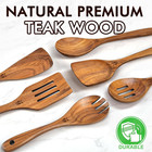 Wooden Spoons For Cooking  6 Pcs Natural Teak Wooden Kitchen Utensils Set  Cooki