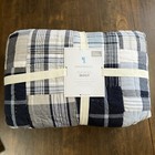Pottery Barn Kids Madras Plaid Quilt   Sham Set Full queen 86  Sq   Navy Blue