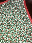 Vintage Handmade Christmas Full Bib Apron Poinsettias Holly Pockets Read