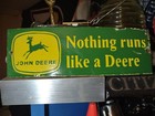 Vintage John Deere Sign - Nothing Runs Like A Deere Gas Pump Porcelain Sign