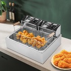 6l 6l Electric Deep Fryer Dual Tank Stainless Steel 2 Fry Basket Commercial New
