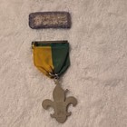 Boy Scouts On My Honor Medal With Knot Patch  Green Yellow Ribbon  Fleur-de-lis