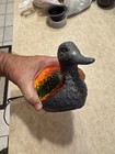  Vintage Amber  Green Colored Glass   Metal Mallard Duck Table Lamp Night Light 
