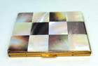 Vtg Elgin American 2 Color Mother Of Pearl Brass Makeup Compact 2 3 4  X 2 1 4  