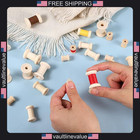 30pc Wooden Spools Natural Unfinished Bobbins For Sewing Crafts Thread Ribbon