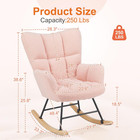 Rocking Chair Nursery  Teddy Upholstered Glider Rocker With High Backrest  Readi