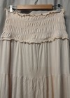 Tiger Mist Beige Solid Tiered Ruffle Maxi Skirt Elastic Waist Women   s Size L