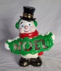 Vintage Ceramic Mold Frosty The Snowman Light Up Noel Holly Sign Christmas