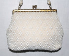 Vintage Retro White Beaded Evening Handbag Style By Laura