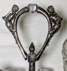 Antique Victorian Silver Plate Revolving Castor Cruet Set Etched Bottles Cherub