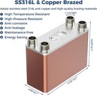 Alorair 100plate 5 x12  Brazed Plate Heat Exchanger 1-1 4 mpt Port 316l St steel