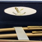 Vintage Centennial Gold Tone Pen And Pencil Set Made In Usa With Case