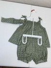 Nwt Carters Green Floral Baby Girl Outfit Top   Bloomer Set 9 Mo 100  Cotton