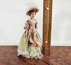 Dollhouse Victorian Doll Porcelain Fancy Lace Dress And Hat 1 12 Scale Miniature