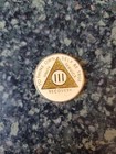 Ivory And Gold Aa Alcoholics Anonymous 3 Year Medallion Coin Chip Sobriety 