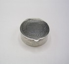 Vintage Sterling Silver Pill patch Box   Hand Wrought   Round    1  1 8 