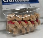 Vintage Poseable Flocked Bear Lot 5 Brown 1 3 4  Miniature Darice Red Bow
